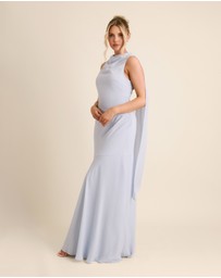 Six Stories - High Cowl Neck Drape Chiffon Bridesmaid Dress