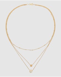 Elli Jewelry - Necklace Layer Opal Circle 925 Sterling Silver Gold-Plated