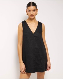AERE - Eve Mini Linen Shift Dress