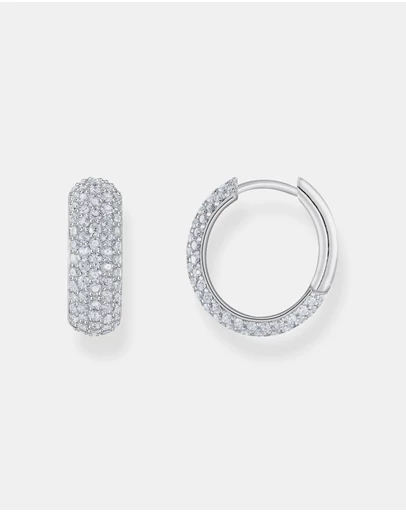 THOMAS SABO - Small, wide hoop earrings with white zirconia