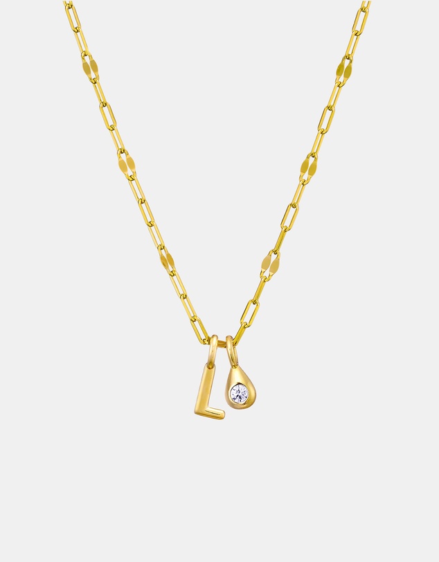 Zoe Olivia - 14K Gold Vermeil Imprint Initial L Cubic Zirconia Necklace