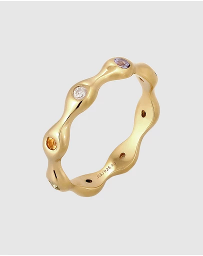 Elli Jewelry - Rainbow Eternity Band Ring in Vermeil 925 Silver