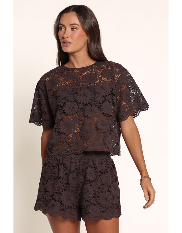 Petal & Pup - Nicki Lace Short Set - Chocolate Brown