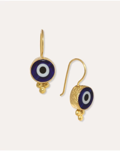 Ottoman Hands - Lina Evil Eye Navy Drop Earrings