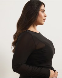 Atmos&Here Curvy - Elsa Long Sleeve Mesh Mini Dress