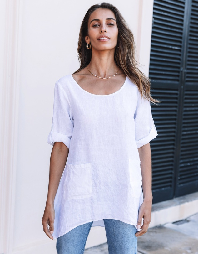 CAMIXA - Federica Linen Tunic Top