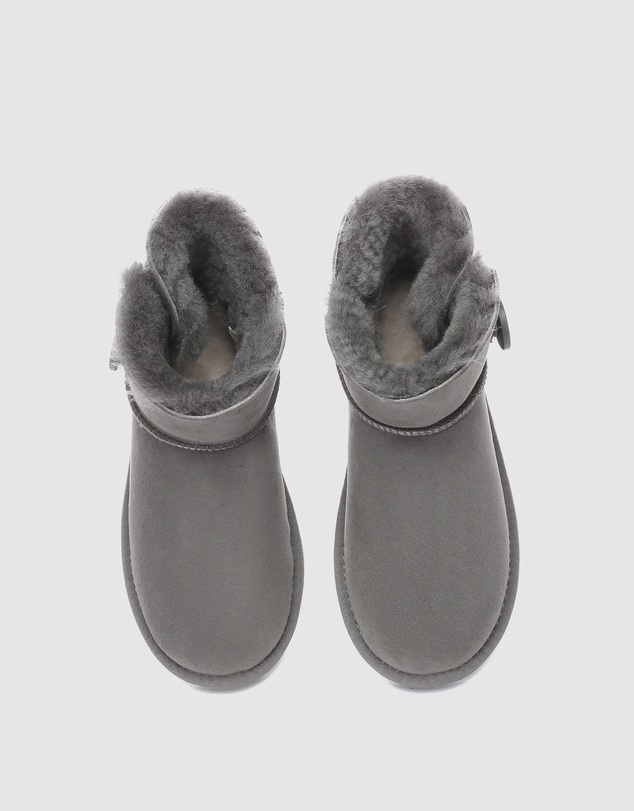 EVERAU - Australian Shepherd Ugg Mini Button Sheepskin Upper UGG Boots