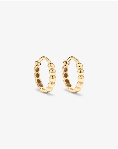Michael Hill - 12mm Medium Beaded Huggie Earrings in 10kt Yellow Gold