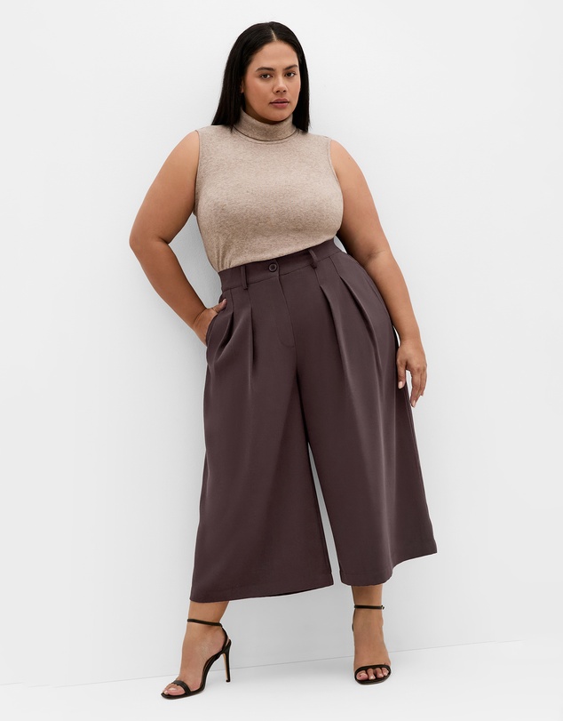 City Chic - Plus size Abbie Crop Pant - chocolate