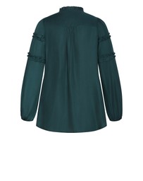 City Chic - Plus size Drama Queen Long Sleeve Shirt- emerald