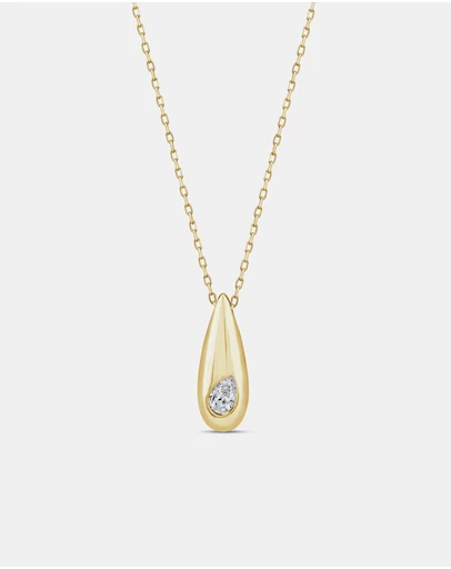 Zoe Olivia - 9K Gold Pear Lab Grown Diamond Neckalce