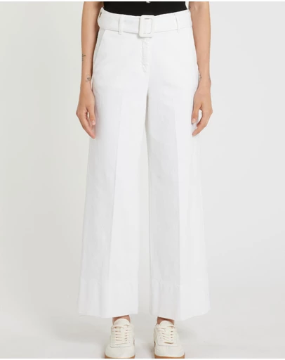 Marella - White Belted Trousers