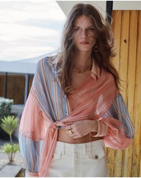M.N.G - Striped Blouse with Tie Fastening