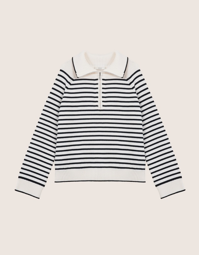 IDA+S - Ines Merino Stripe Quarter-Zip Knit