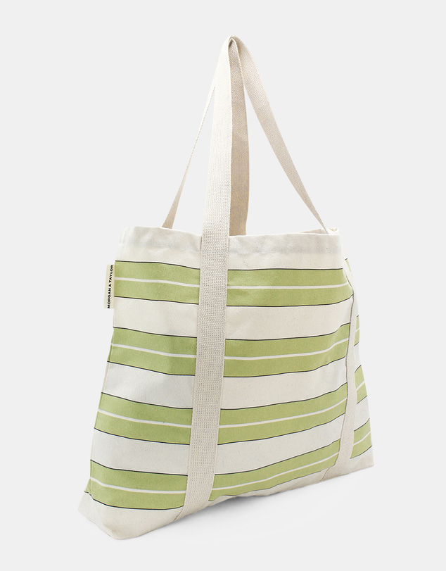 Morgan & Taylor - Cove Beach Tote Bag in Green and White Stripe