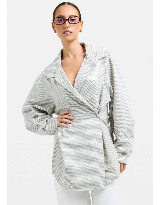 Alice In The Eve - Lauren Plaid Boyfriend Wrap Long Sleeve Shirt
