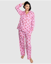 Sant And Abel - Women's Reindeer Pink Long PJ Set