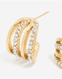 Lovisa - Waterproof Gold Plated Stainless Steel Cubic Zirconia Pave 4-Row Illusion Hoop Earrings