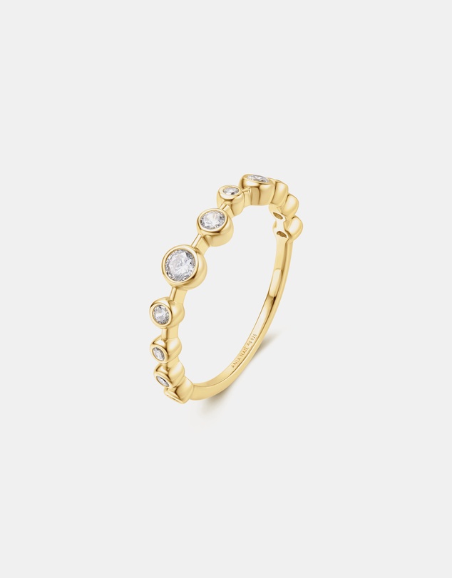 Ania Haie - Ania Haie Gold Bezel Cubic Zirconia Zig-Zag Ring