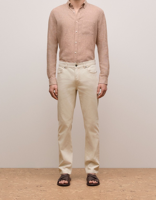 Trenery - Cotton Garment Dyed Twill Pant in Stone