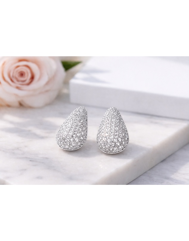 Honey and Beau - Gold Pavé Teardrop Stud Earrings