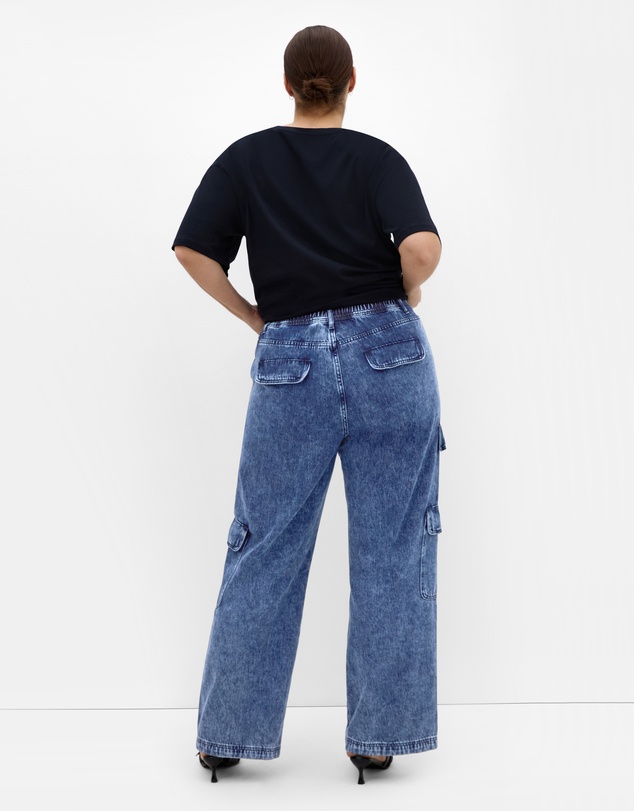City Chic - Plus size Harley Fit Cargo Detail Jean - mid wash
