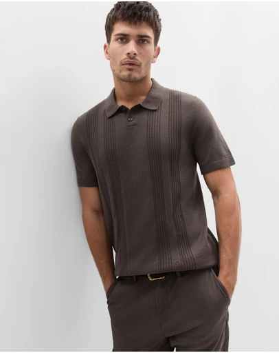 UNISON - Panel Stitch Knit Polo
