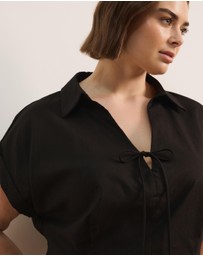 Atmos&Here Curvy - Marni Linen Blend Tie Front Mini Dress