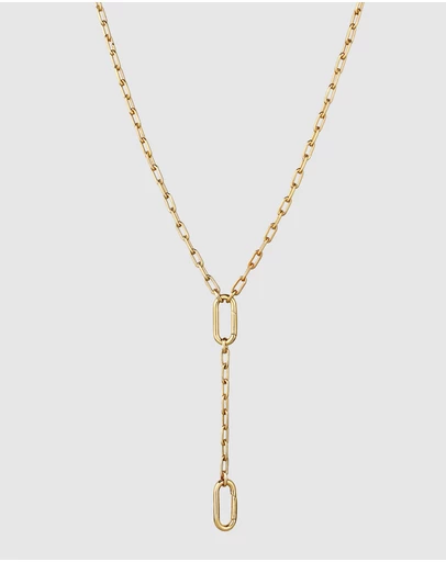 Elli Jewelry - Carabiner Lock Lariat Necklace in Gold-Plated 925 Silver