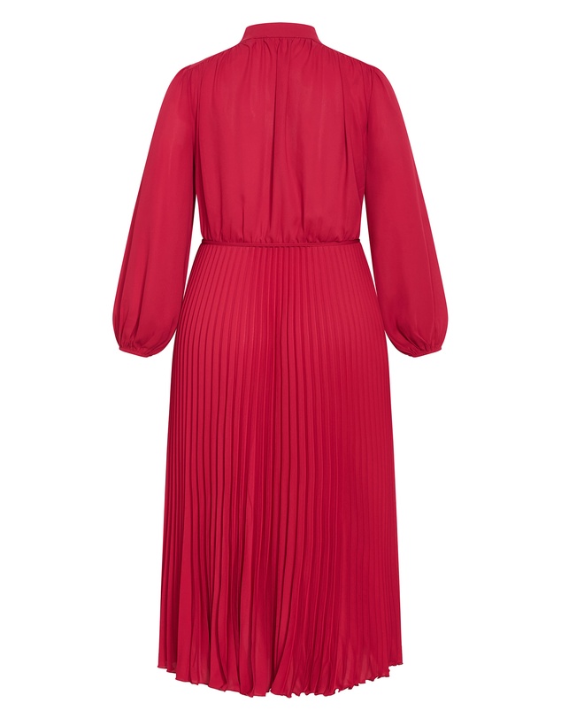 City Chic - Plus size Halle Long Sleeve Pleat Dress - shiraz