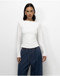 AERE - Cupro Boat Neck Top