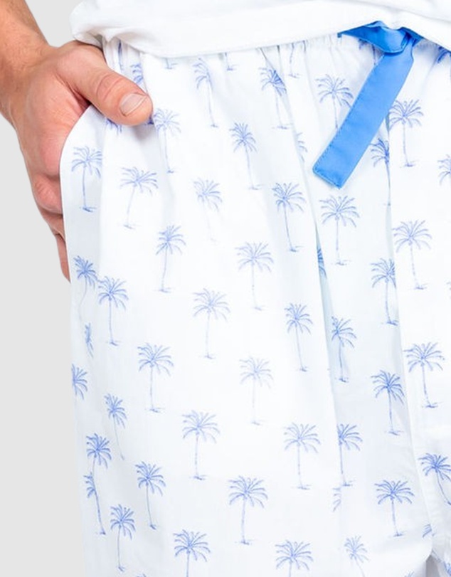 Sant And Abel - Men's Blue Palm Tree Pajama Pants