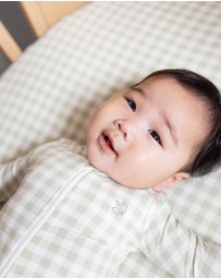 Grow Kindly - Warm Zippee Baby Romper in Gumleaf Gingham (0.5 TOG)