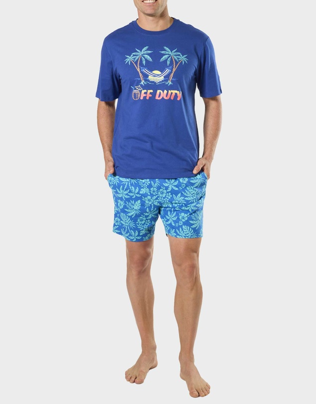 Mitch Dowd - Mitchdowd Mens Short Sleeve Pyjama Set in Off Duty Print