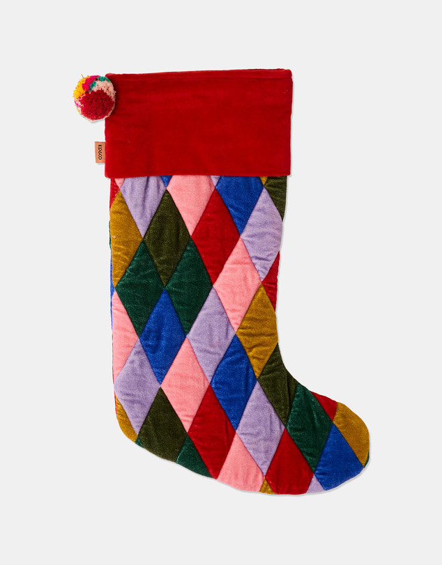 Kip&Co - Jolly Christmas Harlequin Velvet Stocking - Babies- Kids