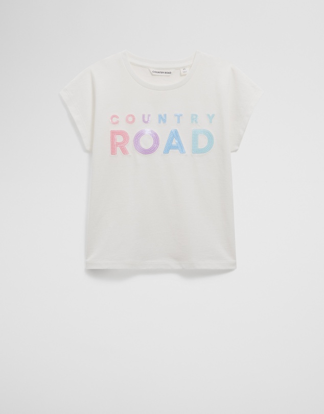 Country Road - Organically Grown Cotton Sequin Logo T-shirt