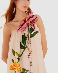 Farm Rio - Garden Terrace Pink One Shoulder Maxi Dress