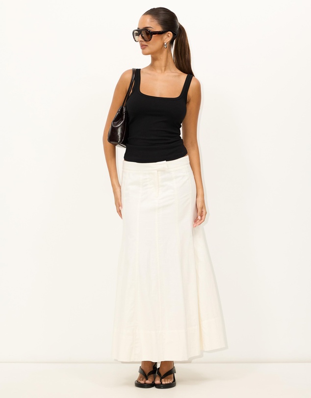 Dazie - Driftwood Fluted Linen Blend Maxi Skirt