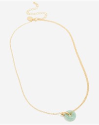 Lovisa - Waterproof Gold Plated Stainless Steel Green Acrylic Doughnut Necklace