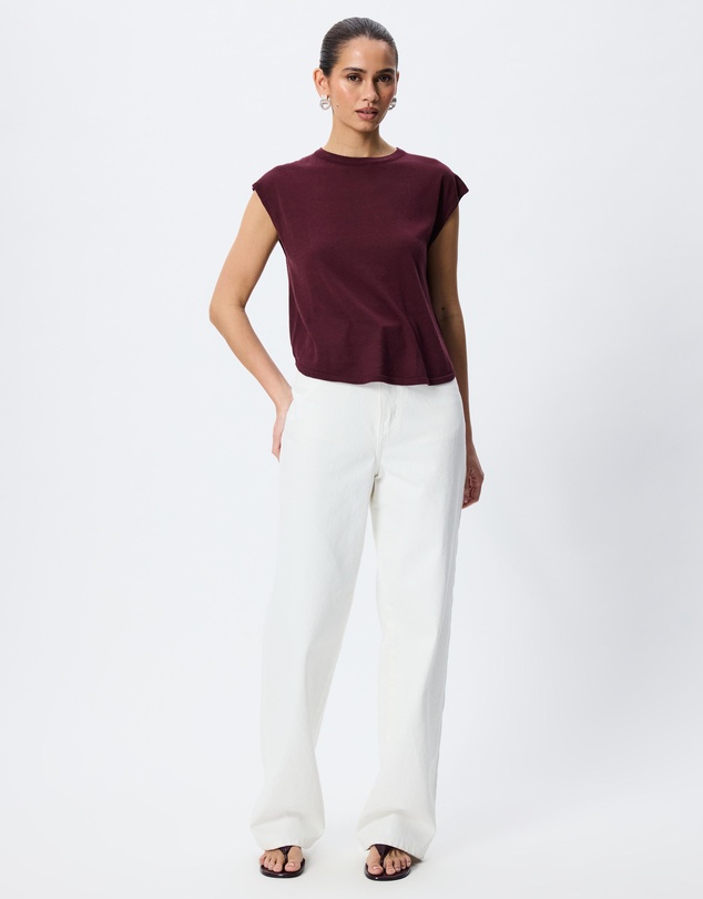 Tussah - Celeste Crew Neck Loose Fit Grown On Sleeve Top