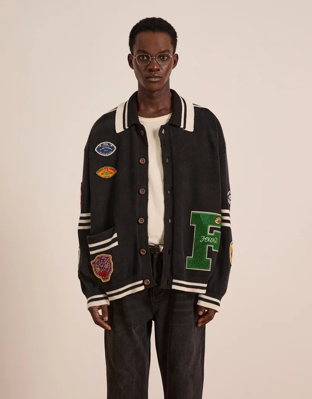 Found - Varsity Patch Collared Cardigan