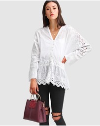 Belle & Bloom - Unbutton Me Eyelet Button Down Shirt