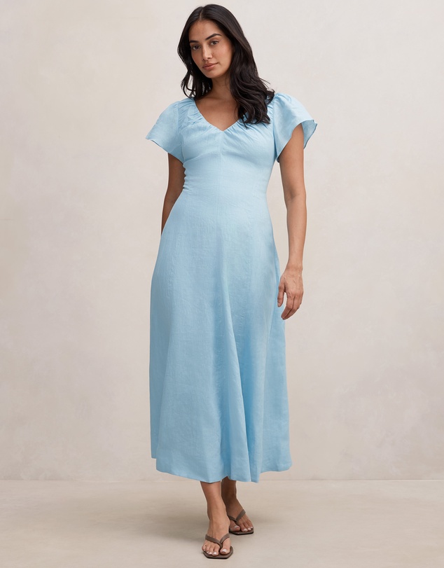 Forever New - Rue Flutter Sleeves Gathered Midi Dress