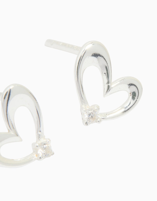Lovisa - Sterling Silver Cubic Zirconia Heart Stud Earrings