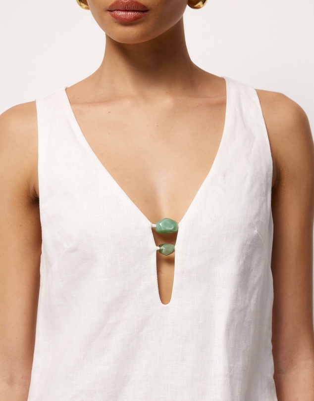 AERE - Fiora Linen Resin Trim Shift Dress