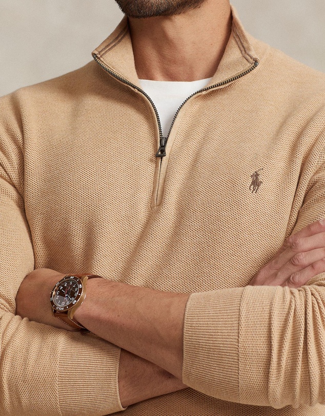 Polo Ralph Lauren - ICONIC EXCLUSIVE - Big & Tall - Mesh-Knit Cotton Quarter-Zip Sweater