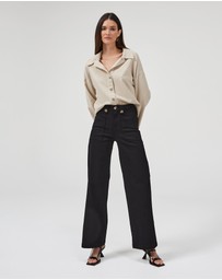 DRICOPER DENIM - Carrie Black Wide Straight Leg Jeans
