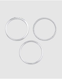 Elli Jewelry - Ring Stacking Set Structured with Zirconia Crystals in 925 Sterling Silver