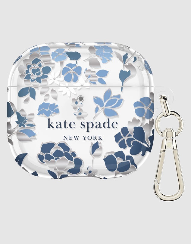 Kate Spade - Kate Spade Flowerbed Blue with Silver Clip Case for AirPod 4