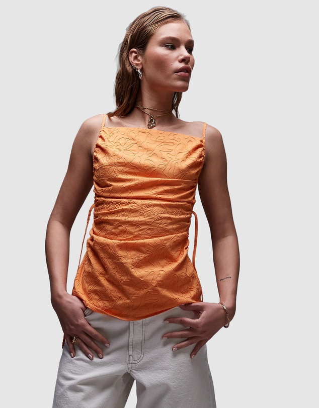TOPSHOP - Embroided Cami With Ruched Sides
